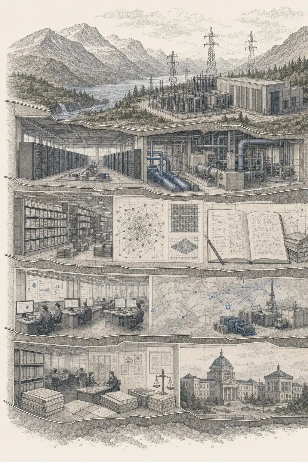 Cross-section of five AI system layers.